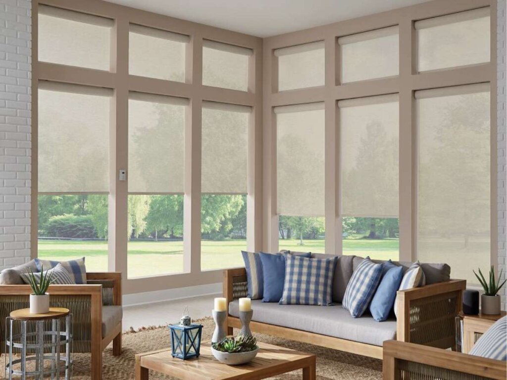 Customizable Graber solar shades enhancing privacy and aesthetics in any space.