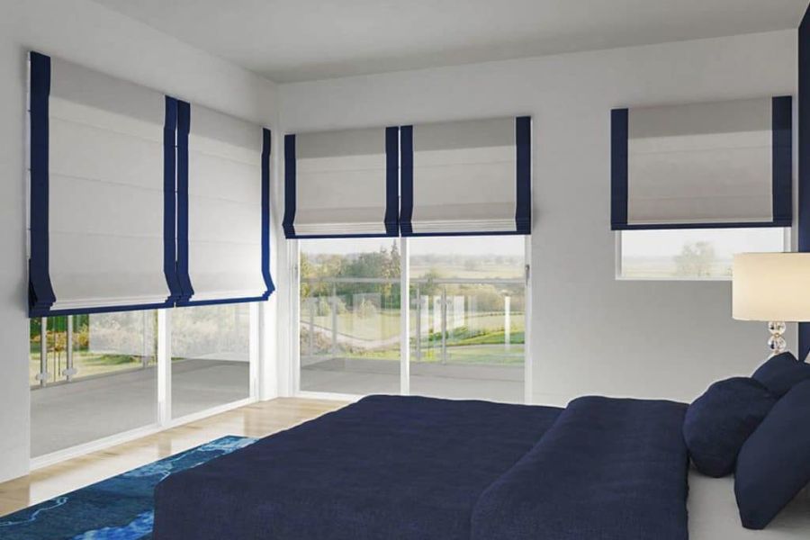 roman shades on sliding glass doors